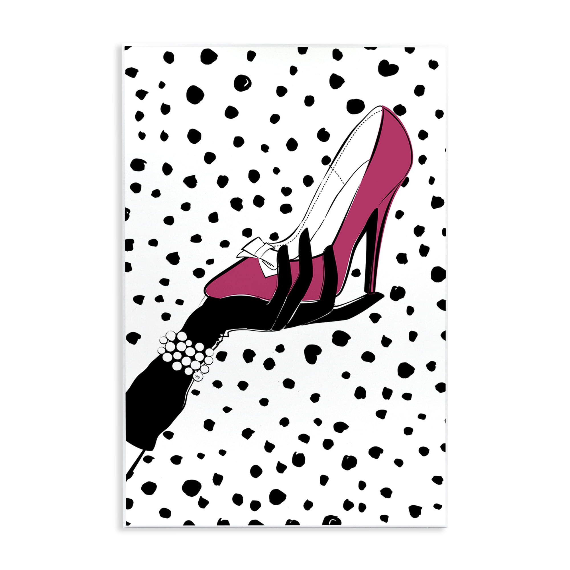 Stupell Industries Pink Shoe with Dots Beauty & Fashion Painting Unframed Art Print Wall Art, 13 x 19