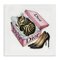 Stupell Industries Pink Shoebox with Kitten Animals Painting Wrapped Canvas Art Print Wall Art, 17 x 17