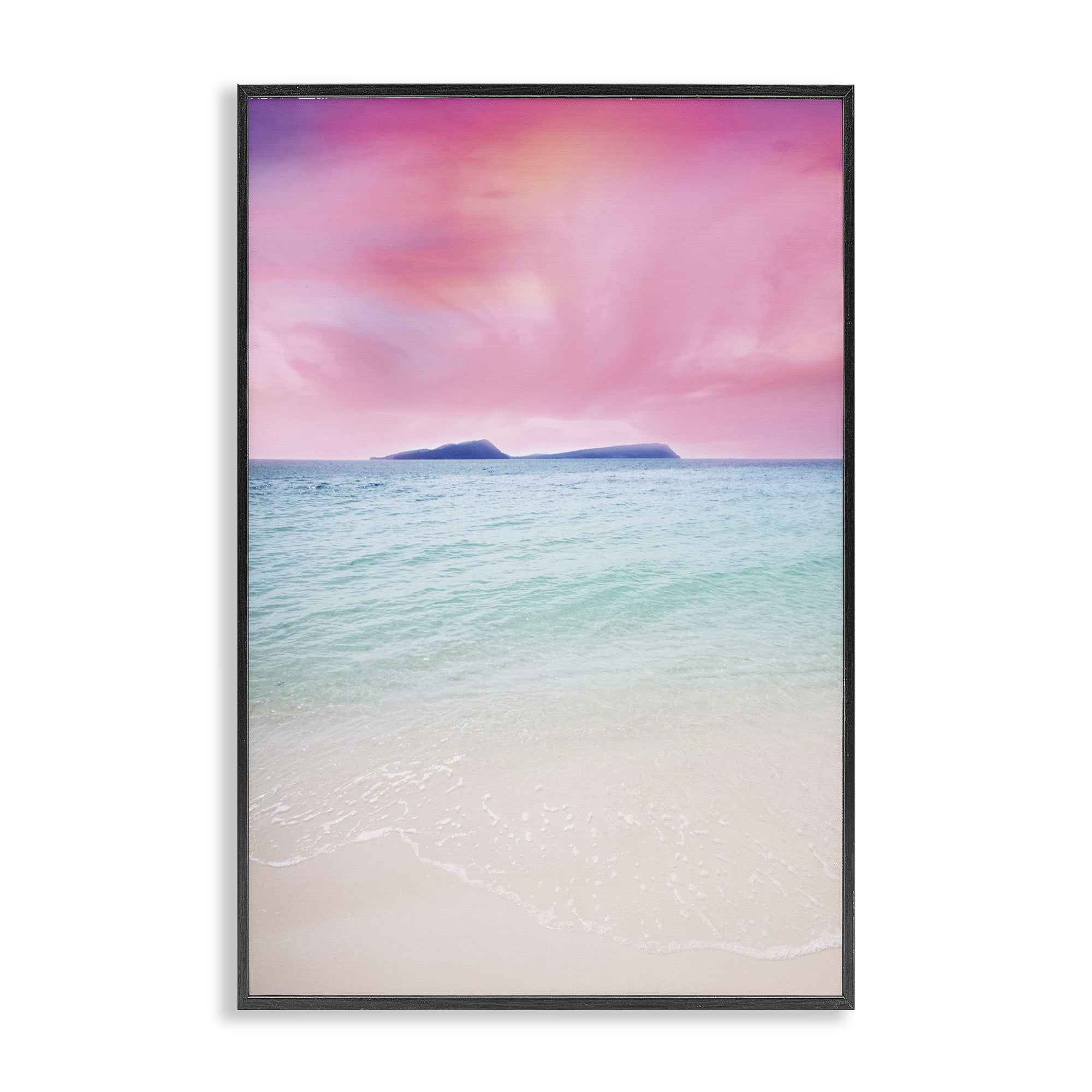 Stupell Industries Pink Sky Shoreline Landscape & Nature Photography Black Framed Art Print Wall Art, 16 x 24