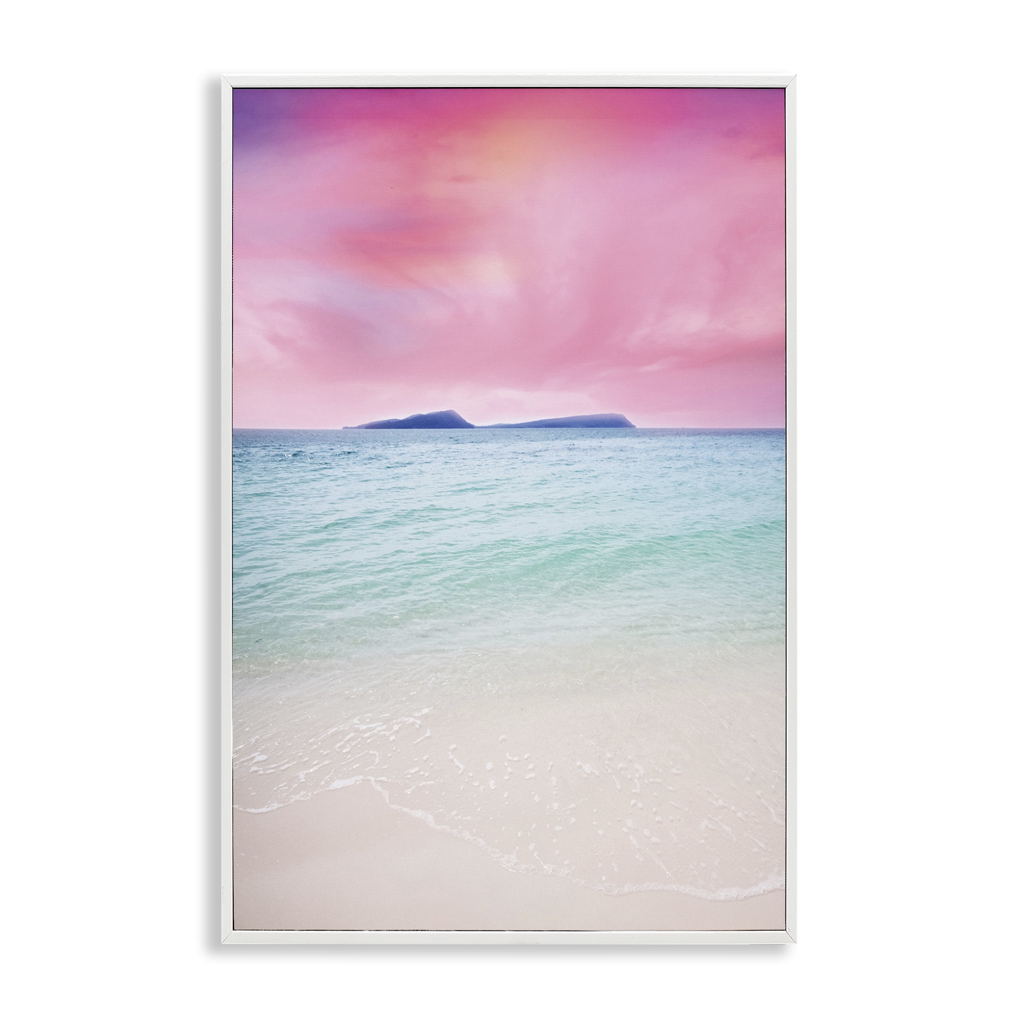 Stupell Industries Pink Sky Shoreline Landscape & Nature Photography White Framed Art Print Wall Art, 16 x 24