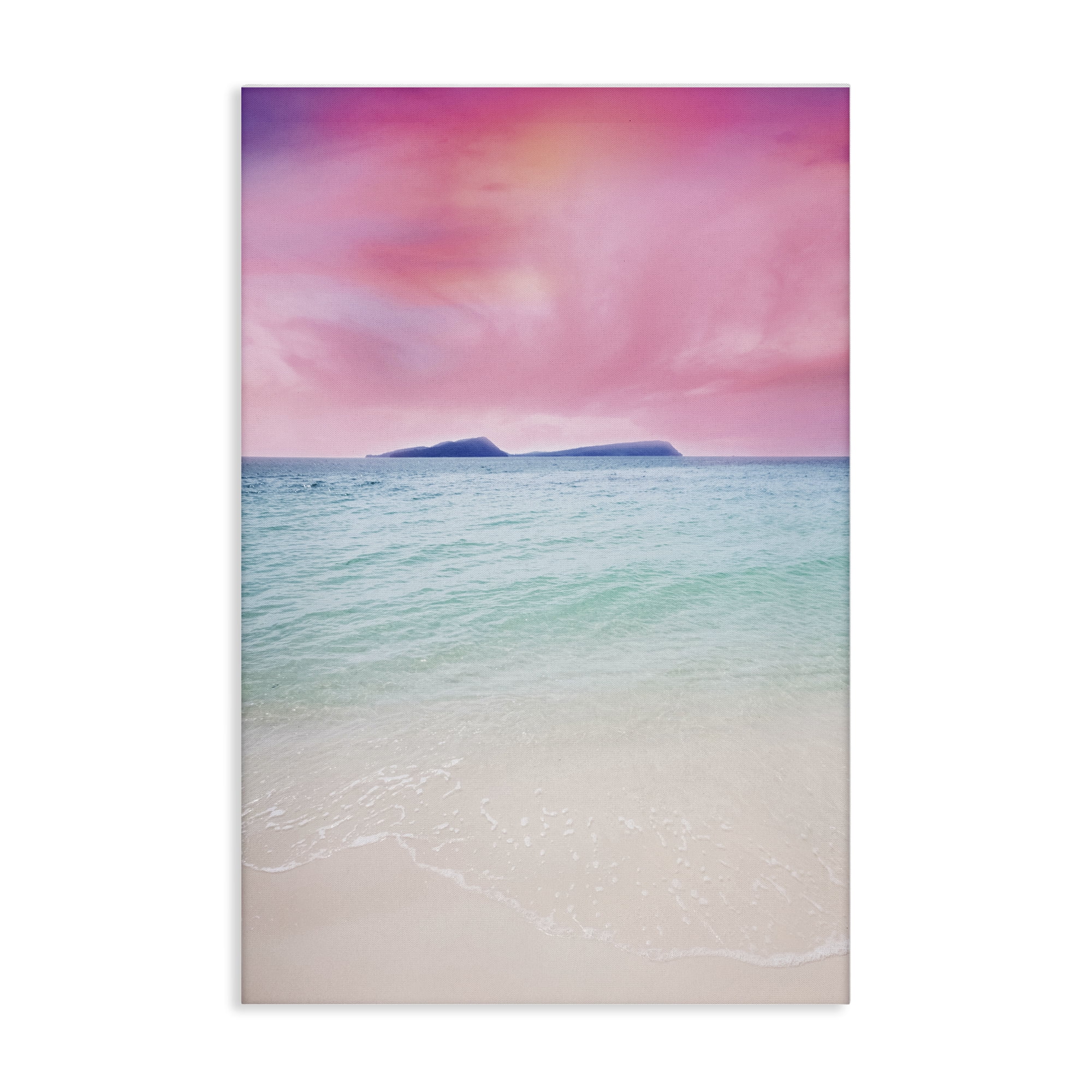 Stupell Industries Pink Sky Shoreline Landscape & Nature Photography Wrapped Canvas Art Print Wall Art, 30 x 45
