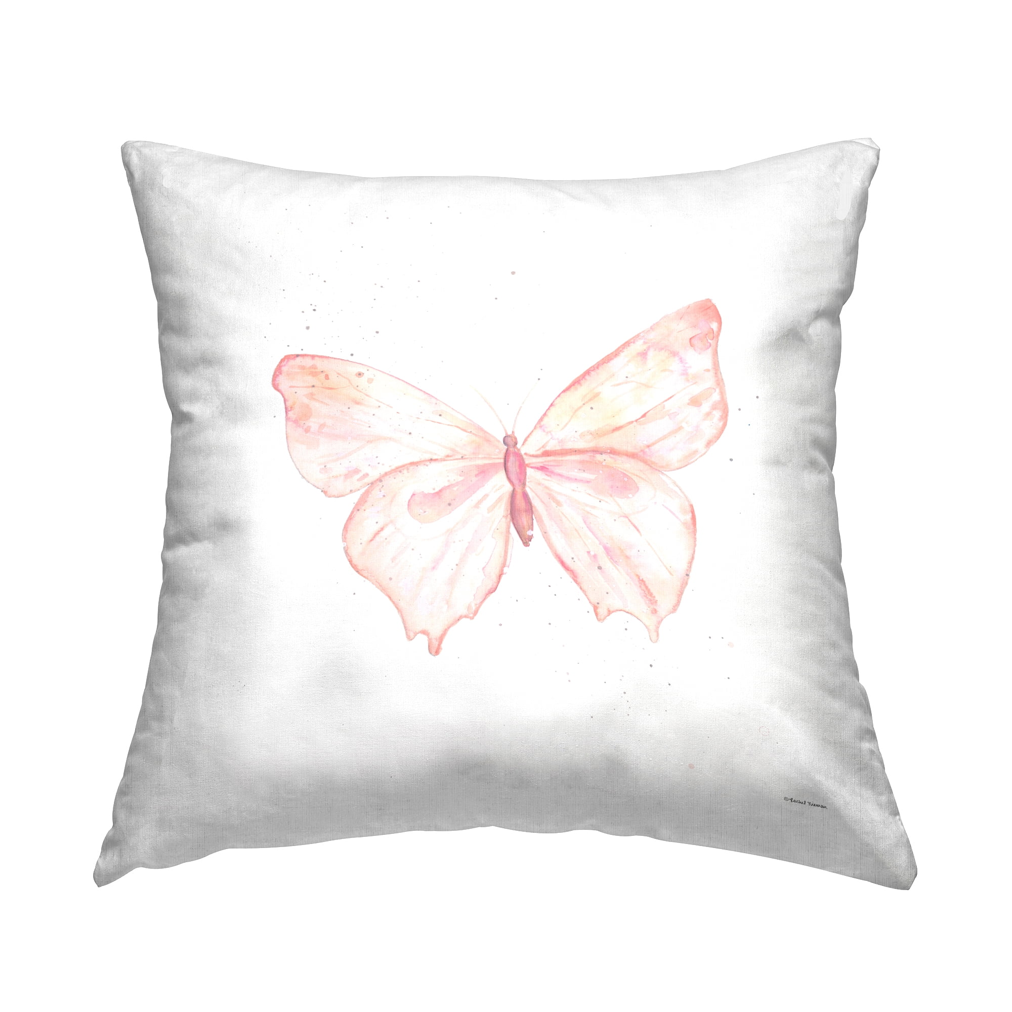 Stupell Industries Pink Soft Butterfly Decorative Printed Throw Pillow, 18 x 18