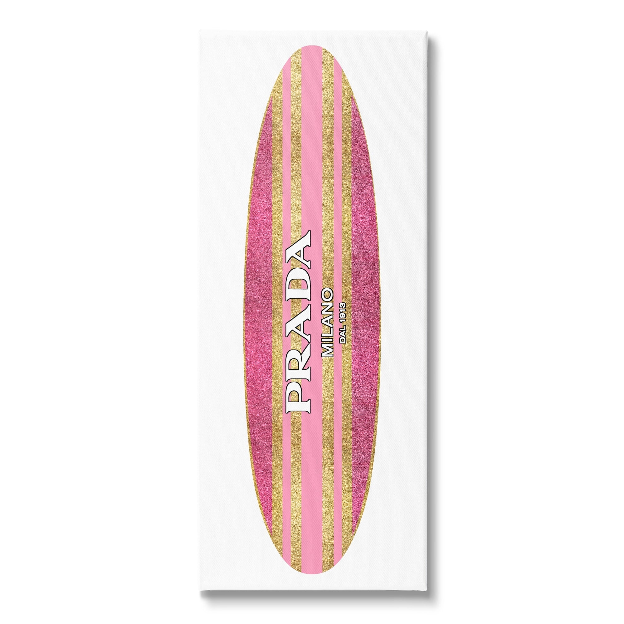 Stupell Pink Sparkle Fashion Logo Glam Surfboard Design Canvas Wall Art, 20 x 48, Design by Madeline Blake