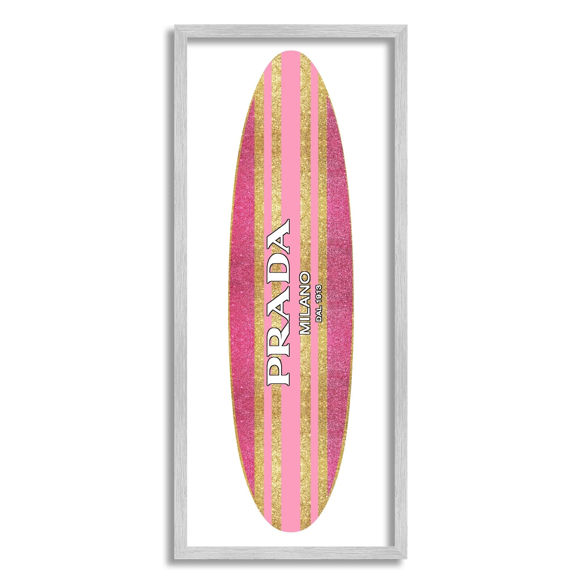 Stupell Industries Pink Sparkle Fashion Logo Glam Surfboard Design Framed Wall Art, 13 x 30, Design by Madeline Blake