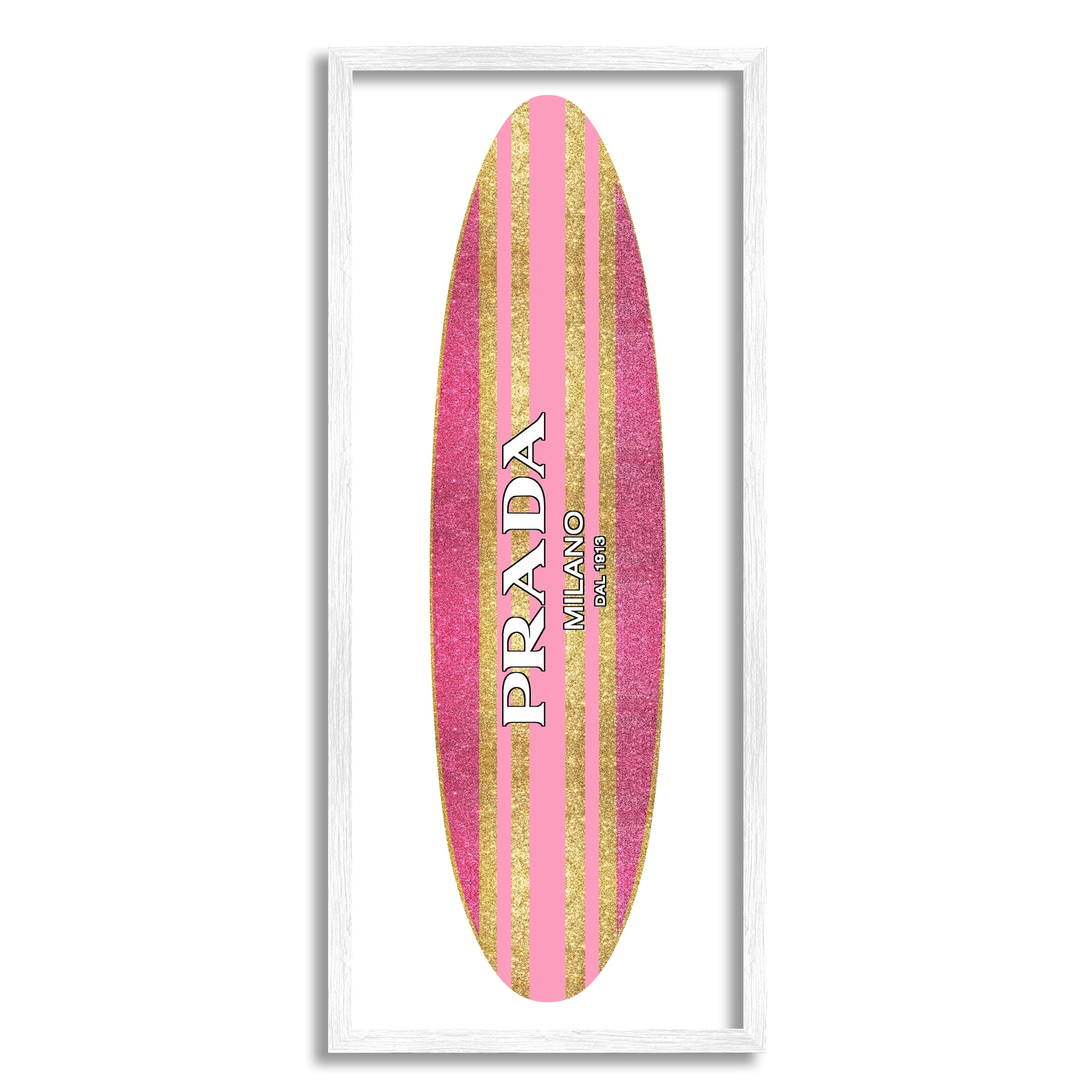 Stupell Industries Pink Sparkle Fashion Logo Glam Surfboard Design Framed  Wall Art, 13 x 30, Design by Madeline Blake