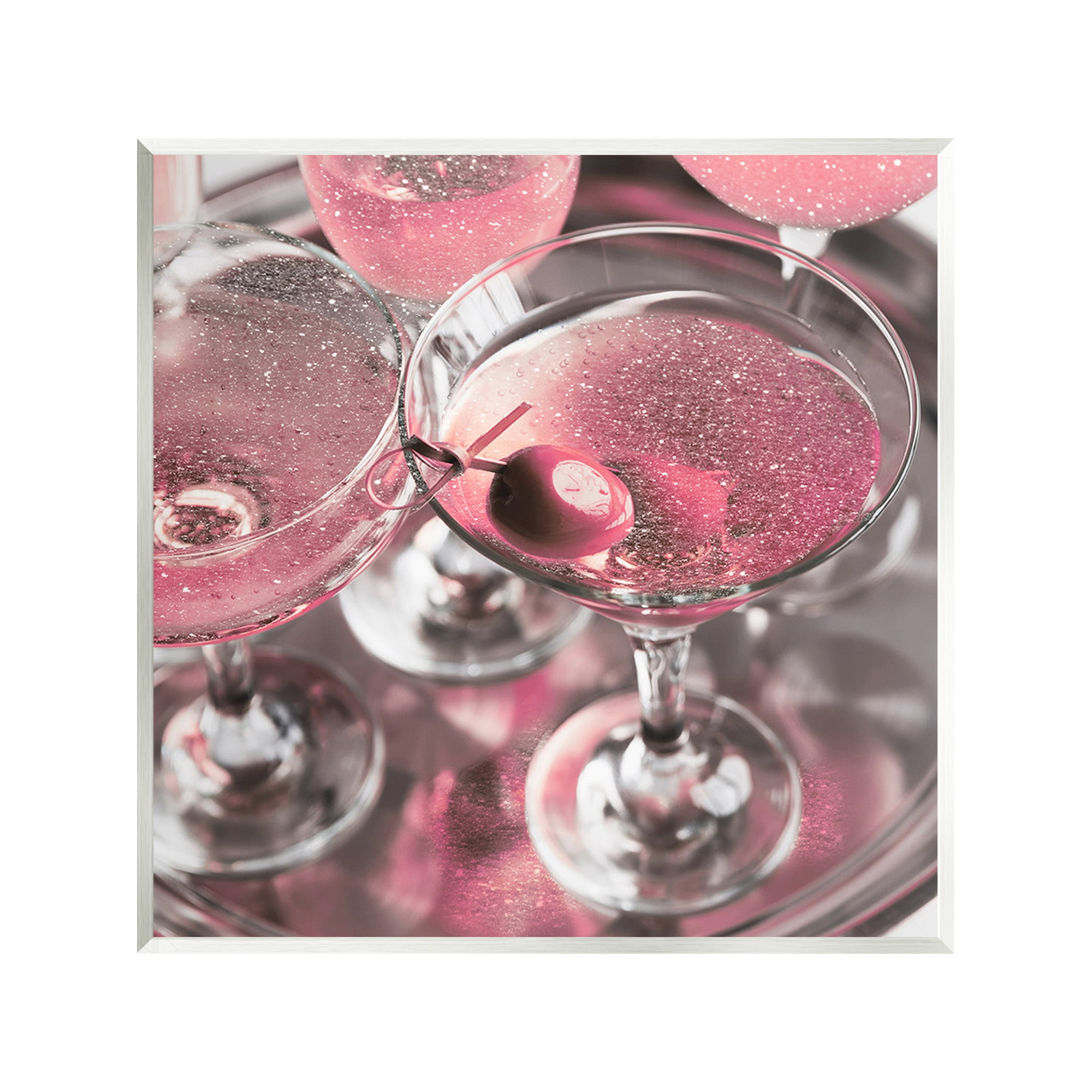 Stupell Industries Pink Sparkle Martinis Food & Beverage Painting Unframed Art Print Wall Art, 12 x 12