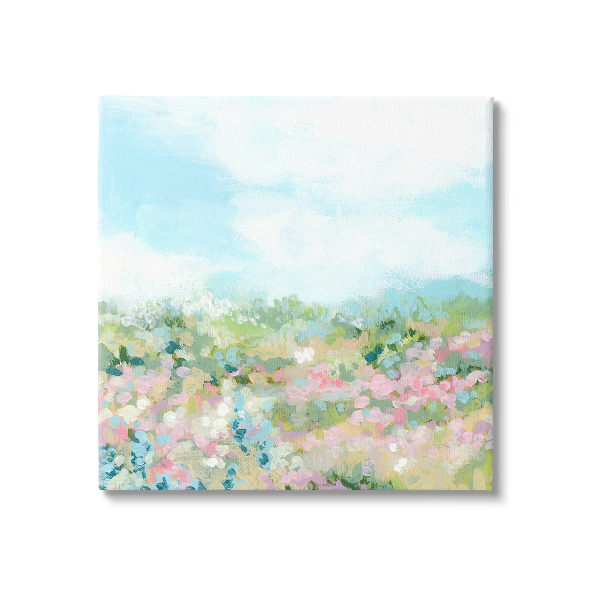 Stupell Industries Pink Speckled Meadow Landscape Painting Gallery Wrapped Canvas Art Print Wall Art, 30 x 30