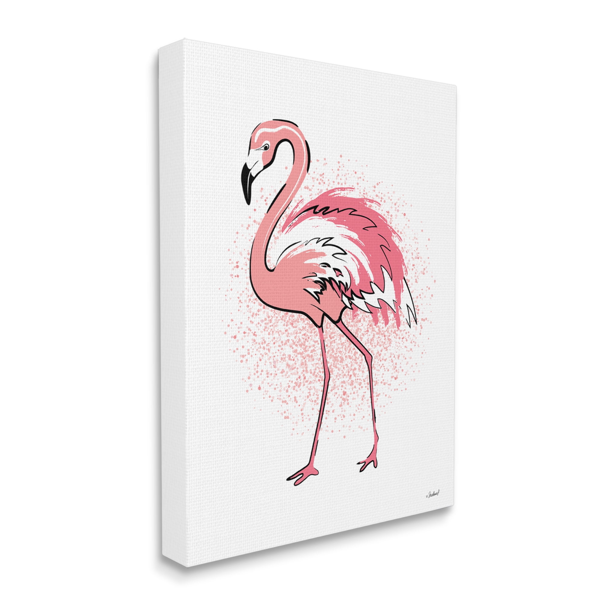 Stupell Industries Pink Splatter Flamingo Feathers Tropical Bird, 16 x 20, Designed by Martina Pavlova
