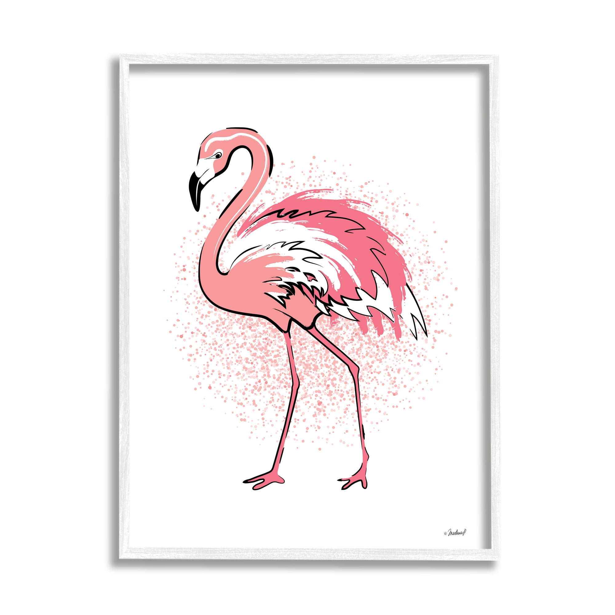 Stupell Industries Pink Splatter Flamingo Feathers Tropical Bird, 16 x 20, Designed by Martina Pavlova