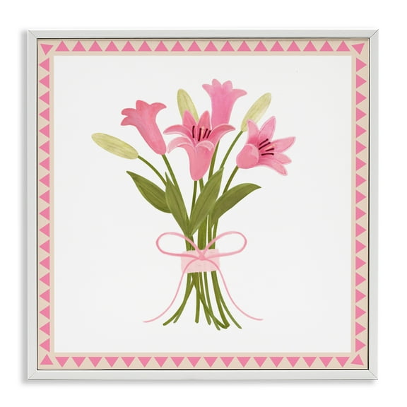 Stupell Industries Pink Spring Lily Bouquet White Framed Giclee Art, design by Adrienne Morris