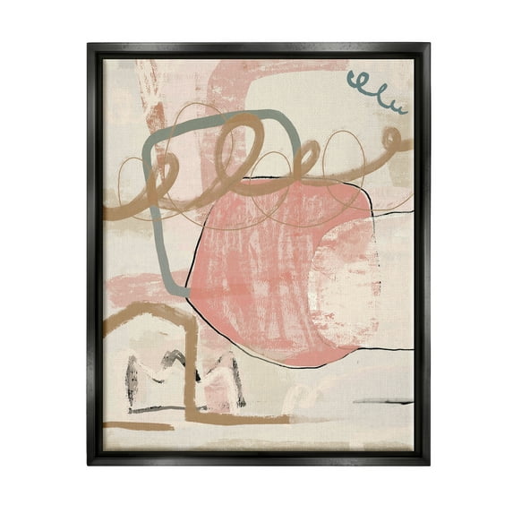 Stupell Industries Pink Squiggle Abstraction Abstract Painting Black Floater Framed Canvas Art Print Wall Art, 25 x 31
