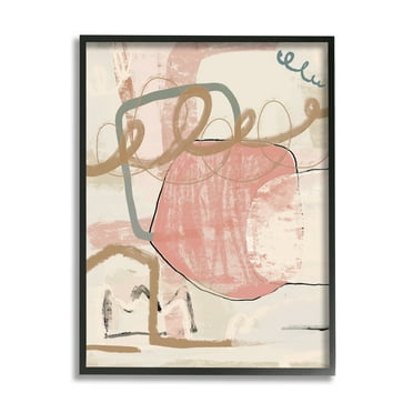 Stupell Industries Pink Squiggle Abstraction Abstract Painting Black Framed Art Print Wall Art, 11 x 14