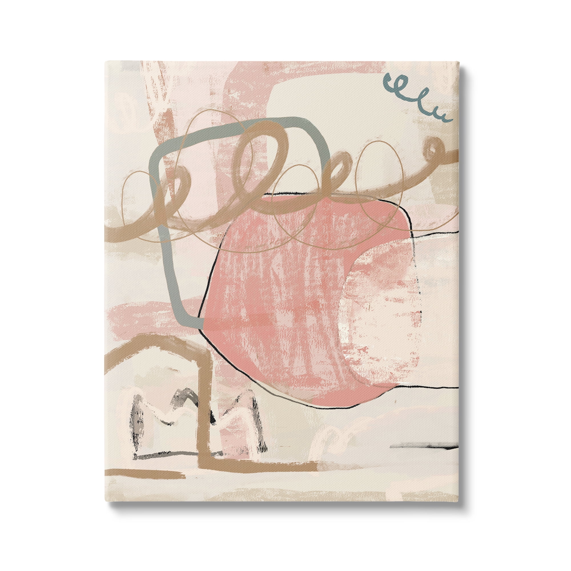 Stupell Industries Pink Squiggle Abstraction Abstract Painting Gallery Wrapped Canvas Art Print Wall Art, 16 x 20