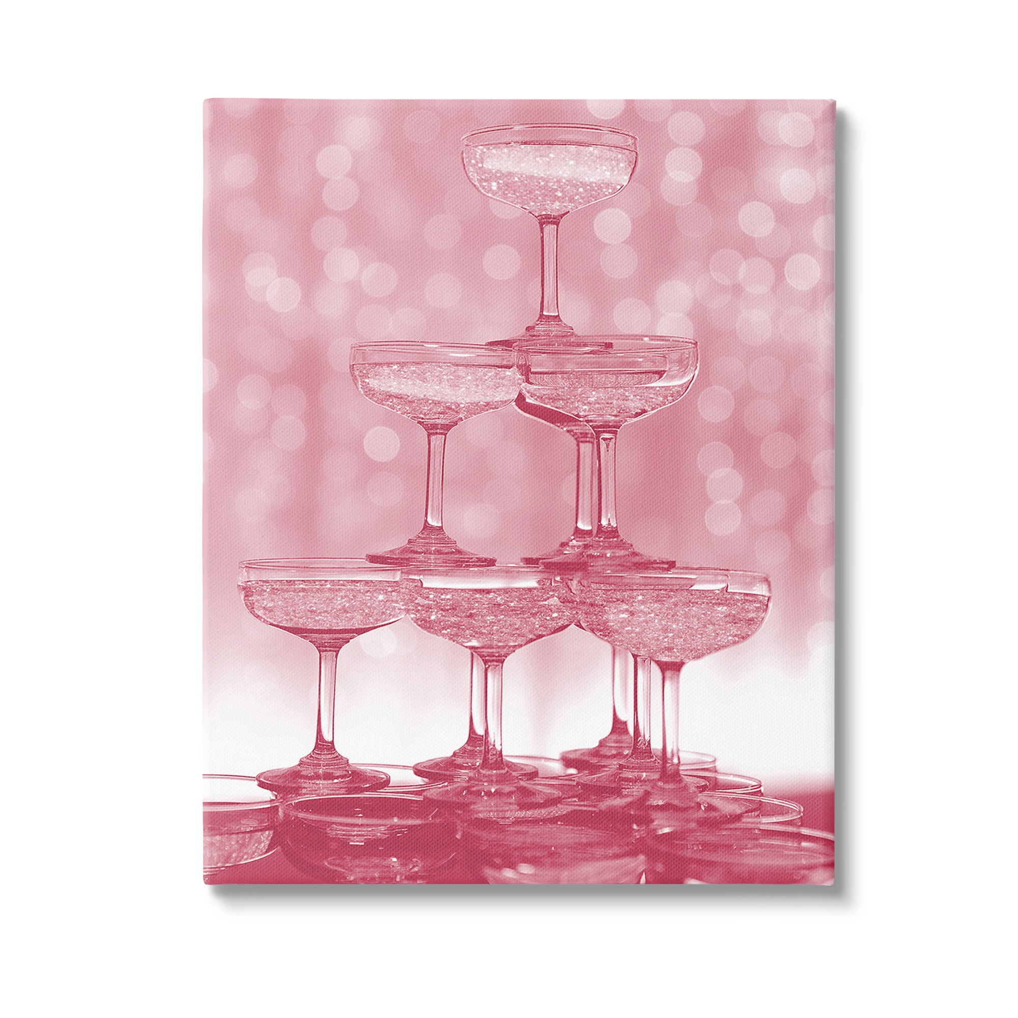 Stupell Industries Pink Stacked Glasses Food & Beverage Painting Gallery Wrapped Canvas Art Print Wall Art, 24 x 30