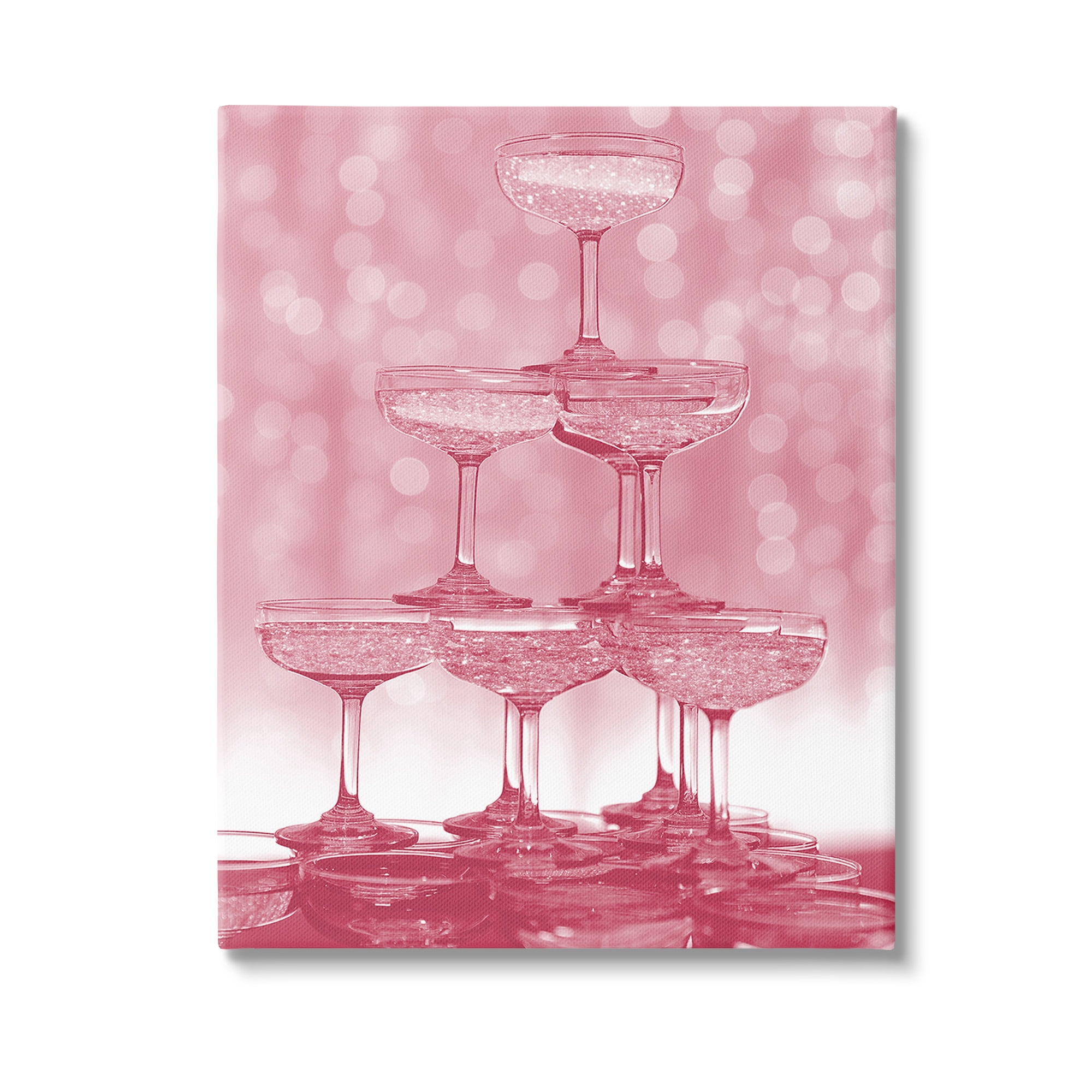 Stupell Industries Pink Stacked Glasses Food & Beverage Painting Gallery Wrapped Canvas Art Print Wall Art, 30 x 40