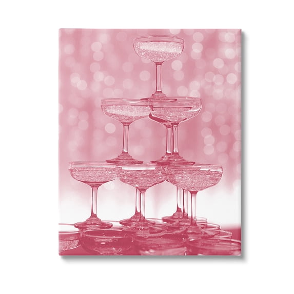 Stupell Industries Pink Stacked Glasses Food & Beverage Painting Gallery Wrapped Canvas Art Print Wall Art, 36 x 48