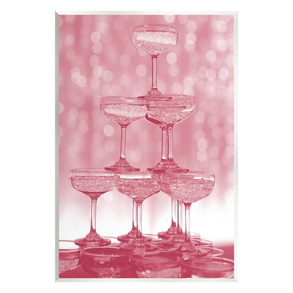 Stupell Industries Pink Stacked Glasses Food & Beverage Painting Unframed Art Print Wall Art, 10 x 15