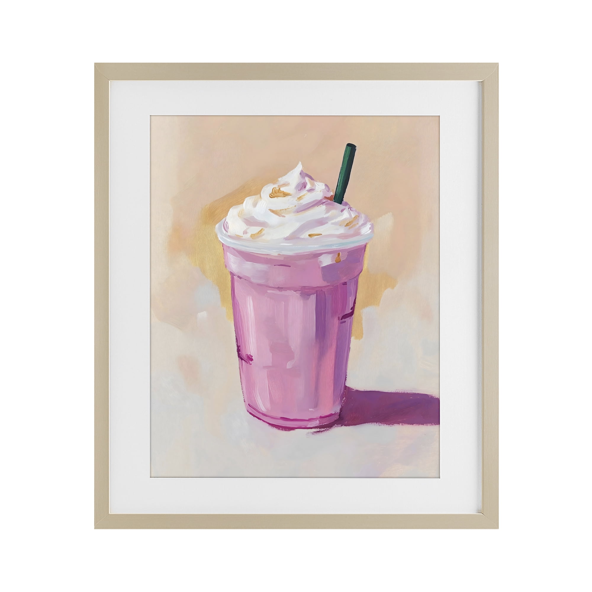 Stupell Industries Pink Strawberry Shake Birch Framed Print Under Glass, design by The Prints Vibe