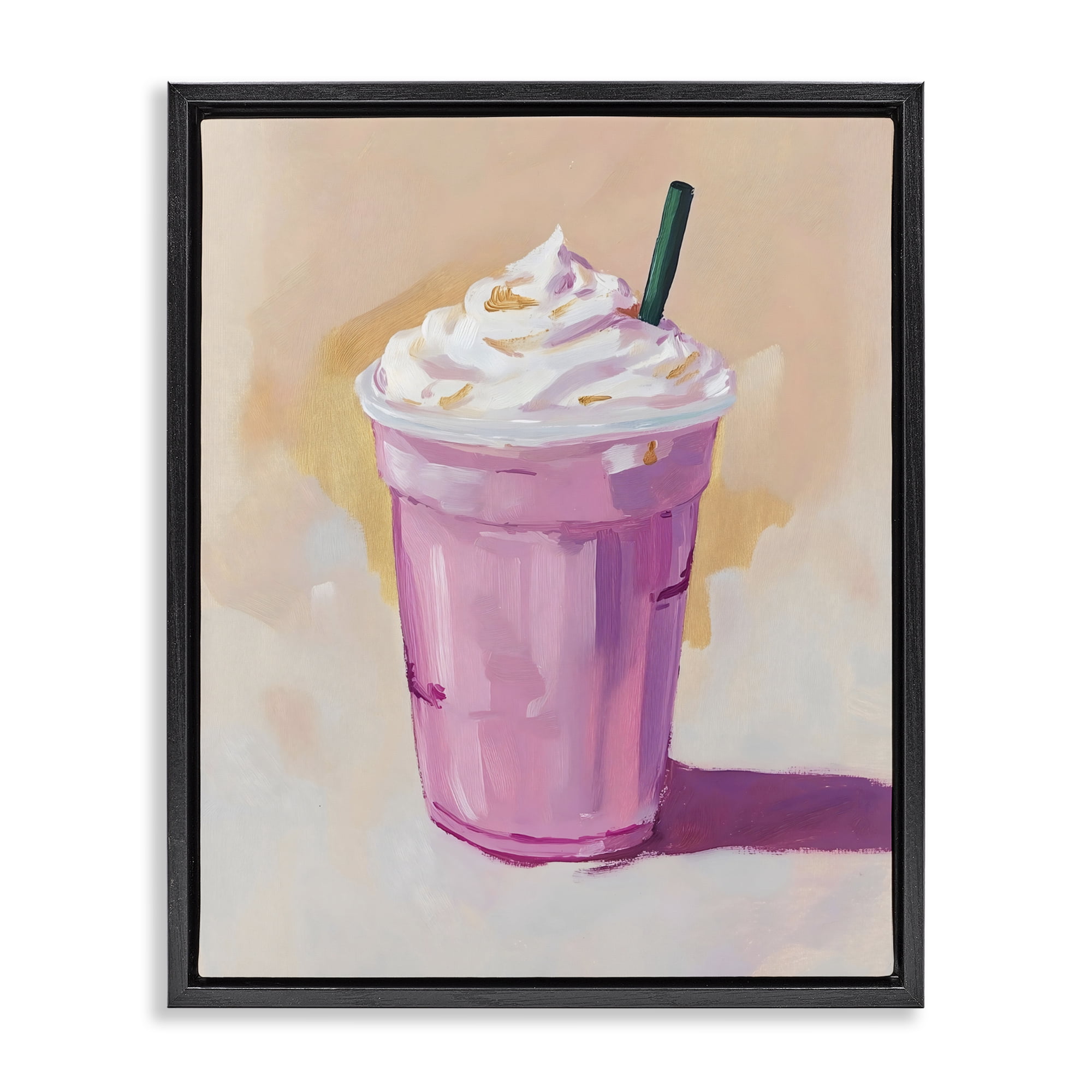Stupell Industries Pink Strawberry Shake Black Framed Floater Canvas Wall Art, design by The Prints Vibe