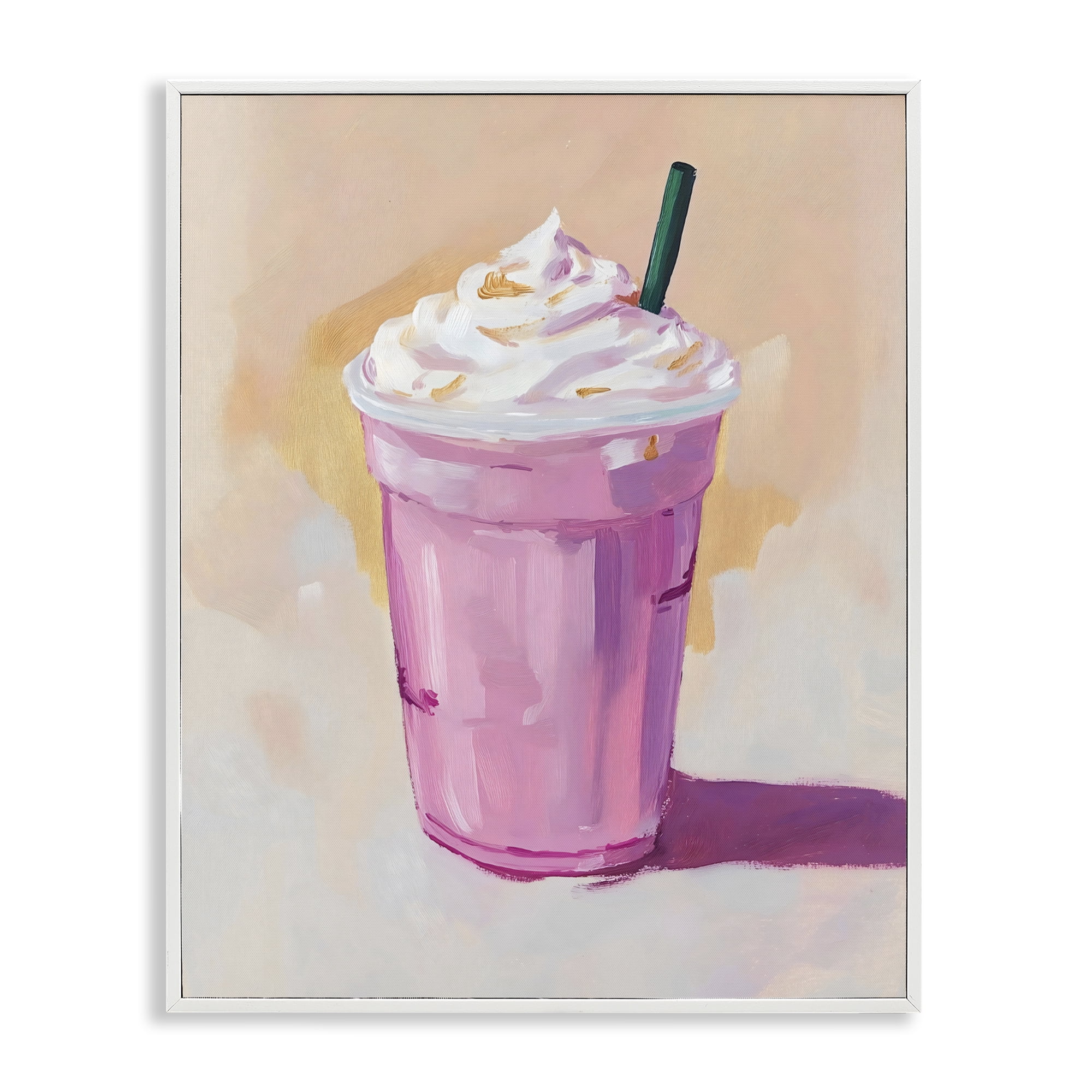 Stupell Industries Pink Strawberry Shake White Framed Giclee Art, design by The Prints Vibe