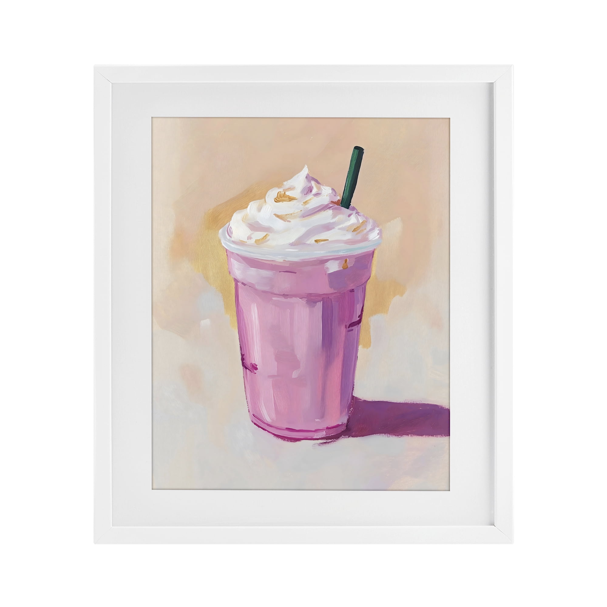 Stupell Industries Pink Strawberry Shake White Framed Print Under Glass, design by The Prints Vibe