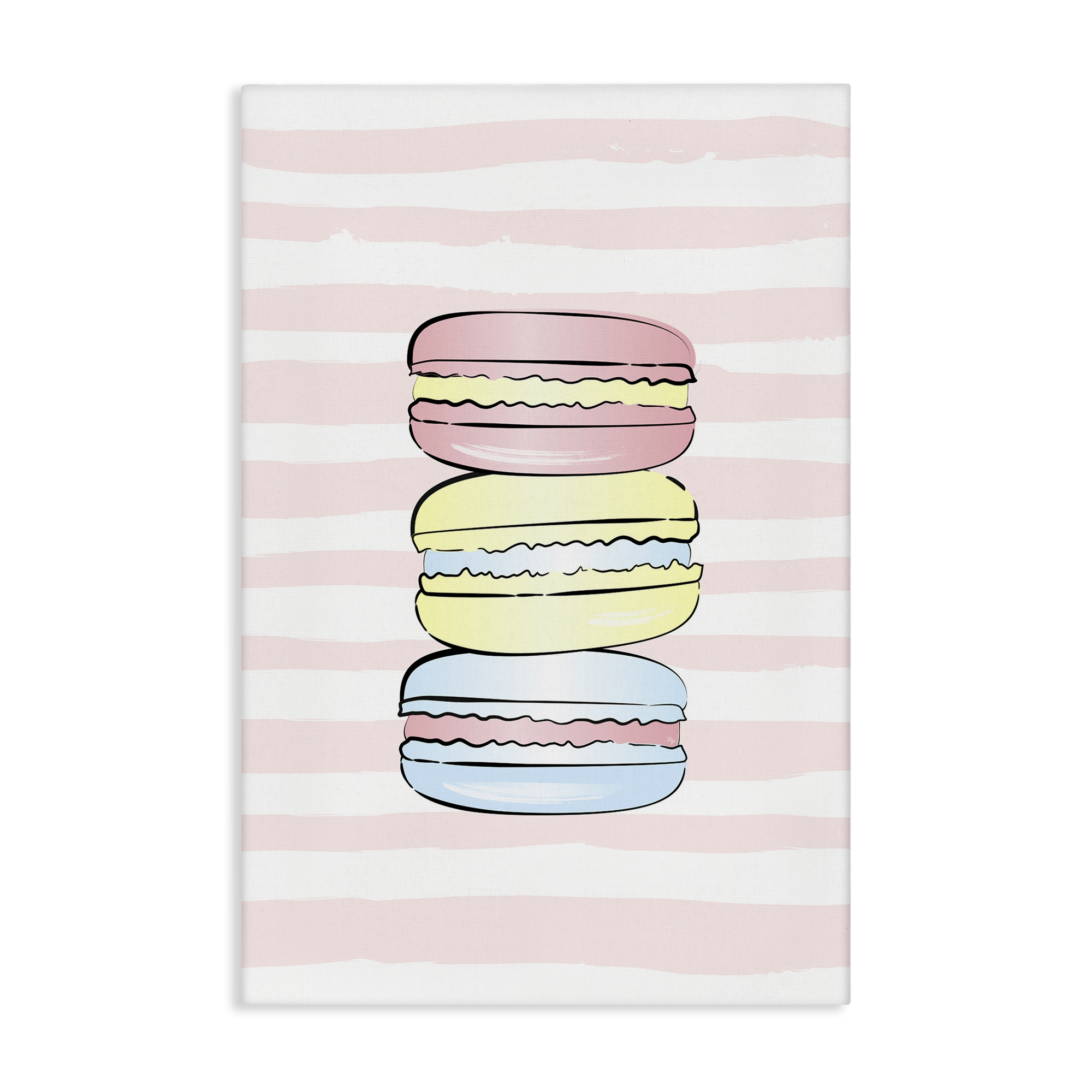 Stupell Industries Pink Stripes Macarons Food & Beverage Painting Gallery Wrapped Canvas Art Print Wall Art, 24 x 36