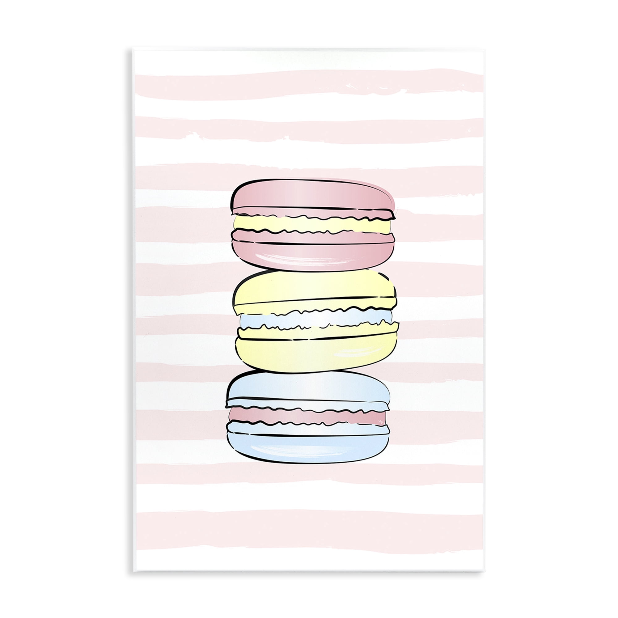 Stupell Industries Pink Stripes Macarons Food & Beverage Painting Unframed Art Print Wall Art, 13 x 19