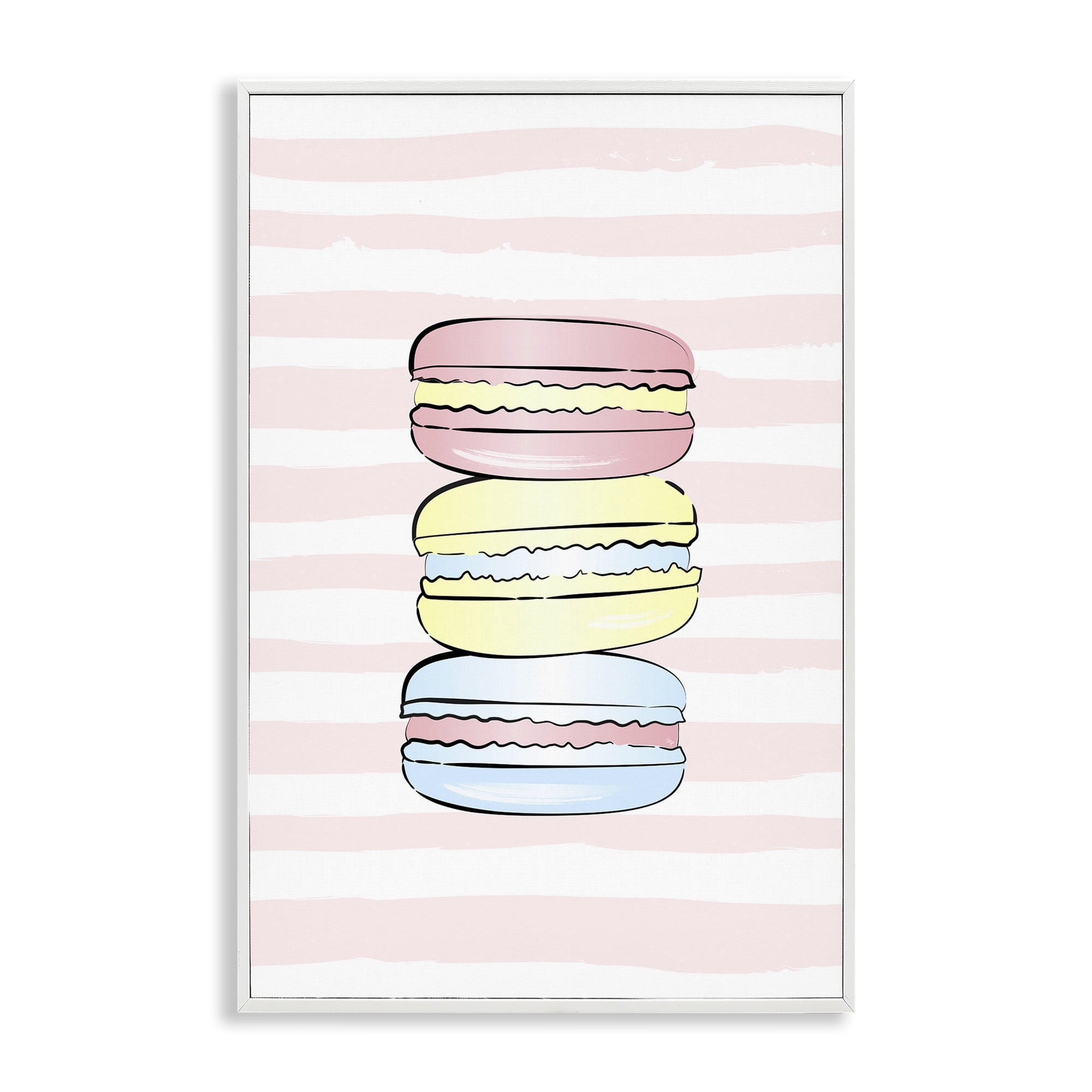 Stupell Industries Pink Stripes Macarons Food & Beverage Painting White Framed Art Print Wall Art, 20 x 30