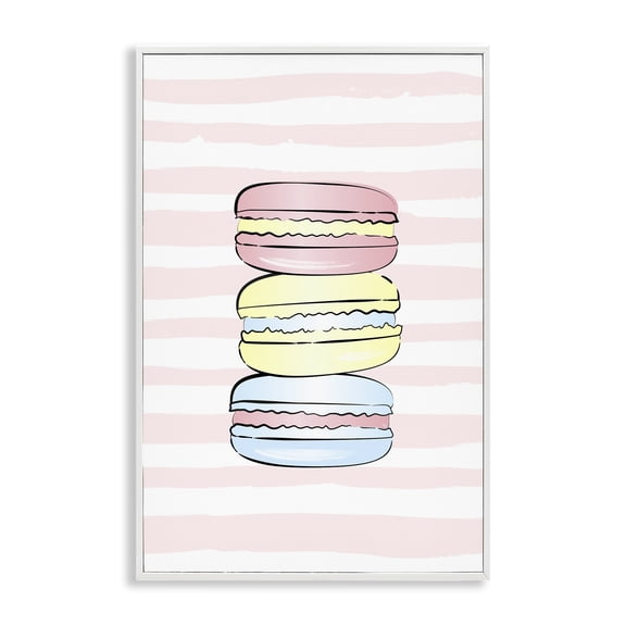 Stupell Industries Pink Stripes Macarons Food & Beverage Painting White Framed Art Print Wall Art, 20 x 30