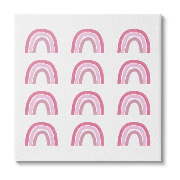 Stupell Industries Pink Stripes Rainbow Shapes Pattern Casual Design Canvas Wall Art, 17 x 17, Design by Amy Brinkman