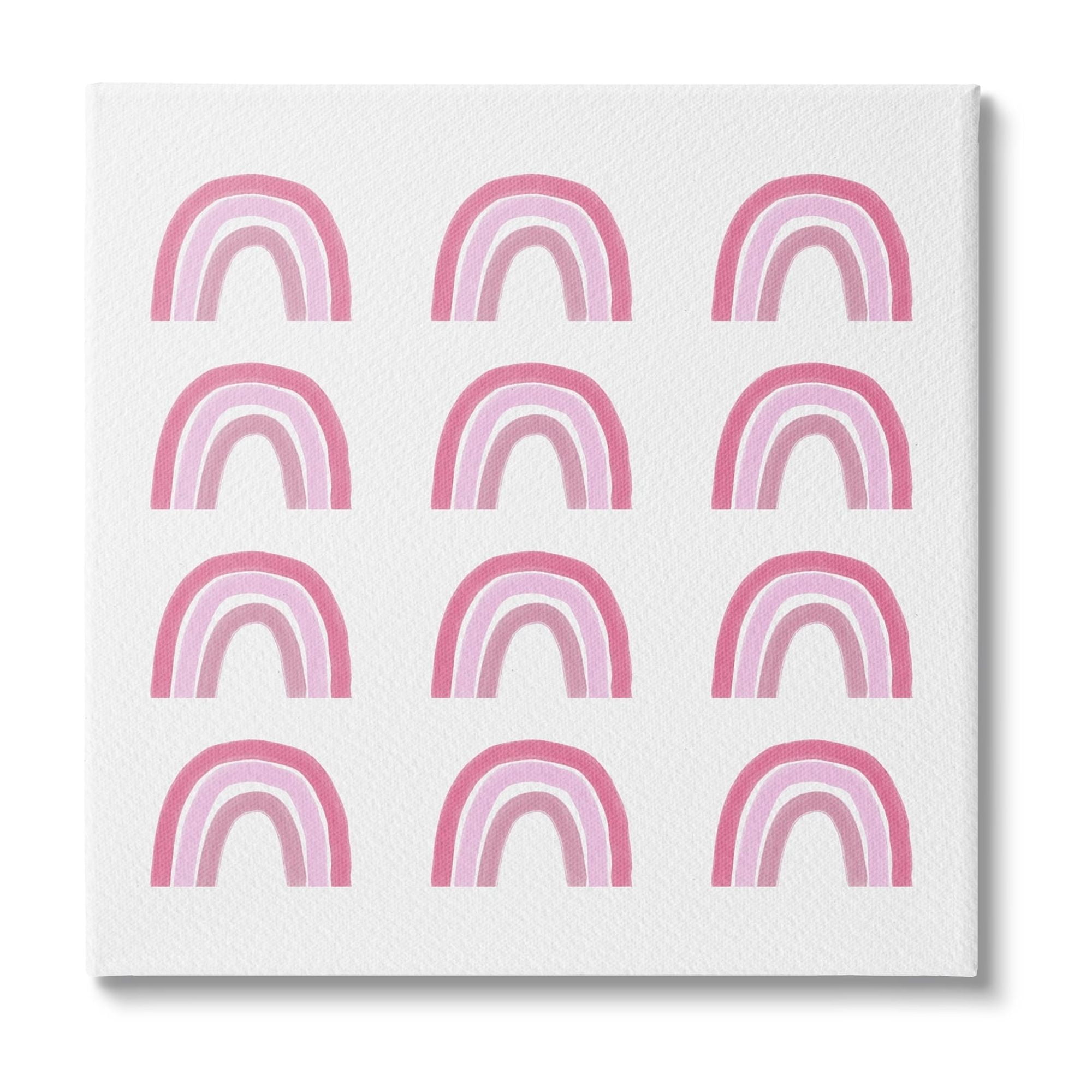 Stupell Industries Pink Stripes Rainbow Shapes Pattern Casual Design Canvas Wall Art, 36 x 36, Design by Amy Brinkman