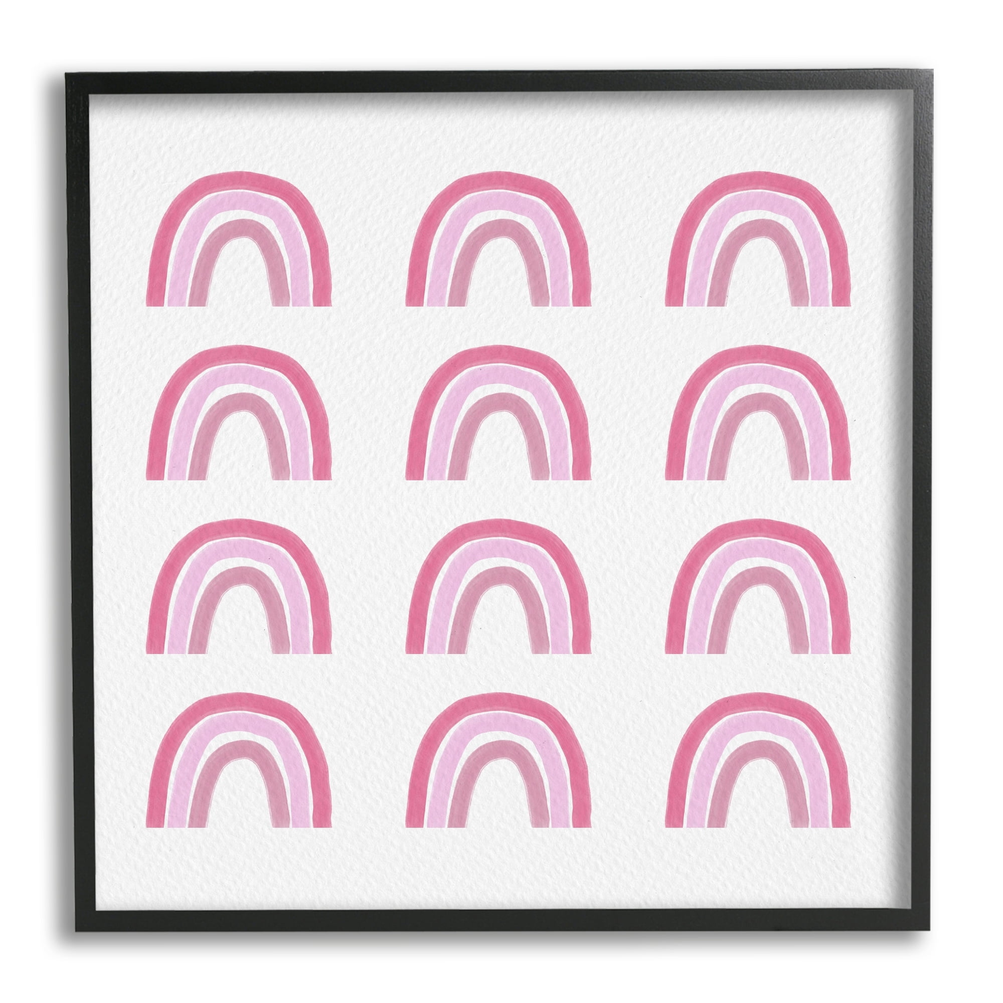 Stupell Industries Pink Stripes Rainbow Shapes Pattern Casual Design Framed Wall Art, 12 x 12, Design by Amy Brinkman