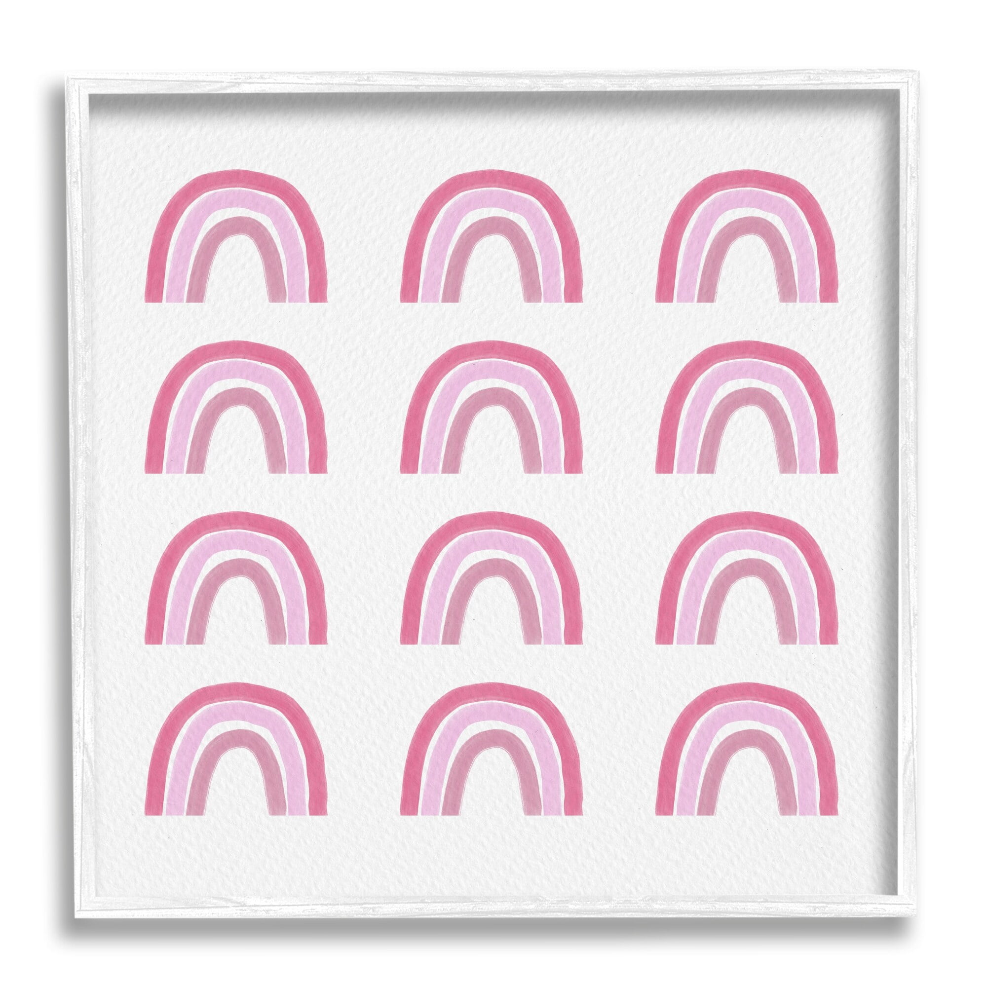 Stupell Industries Pink Stripes Rainbow Shapes Pattern Casual Design Framed Wall Art, 24 x 24, Design by Amy Brinkman