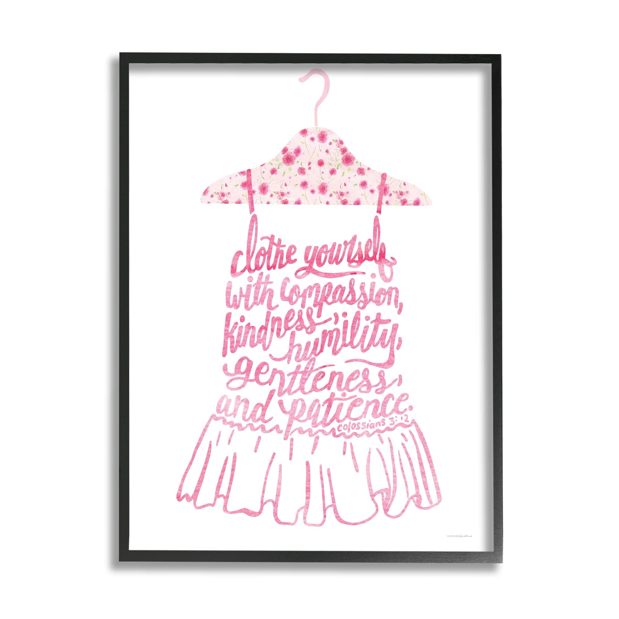 Stupell Industries Pink Stylish Uplifting Quote Religious Verse Calligraphy Graphic Art Black Framed Art Print Wall Art, Design by Kamdon Kreations