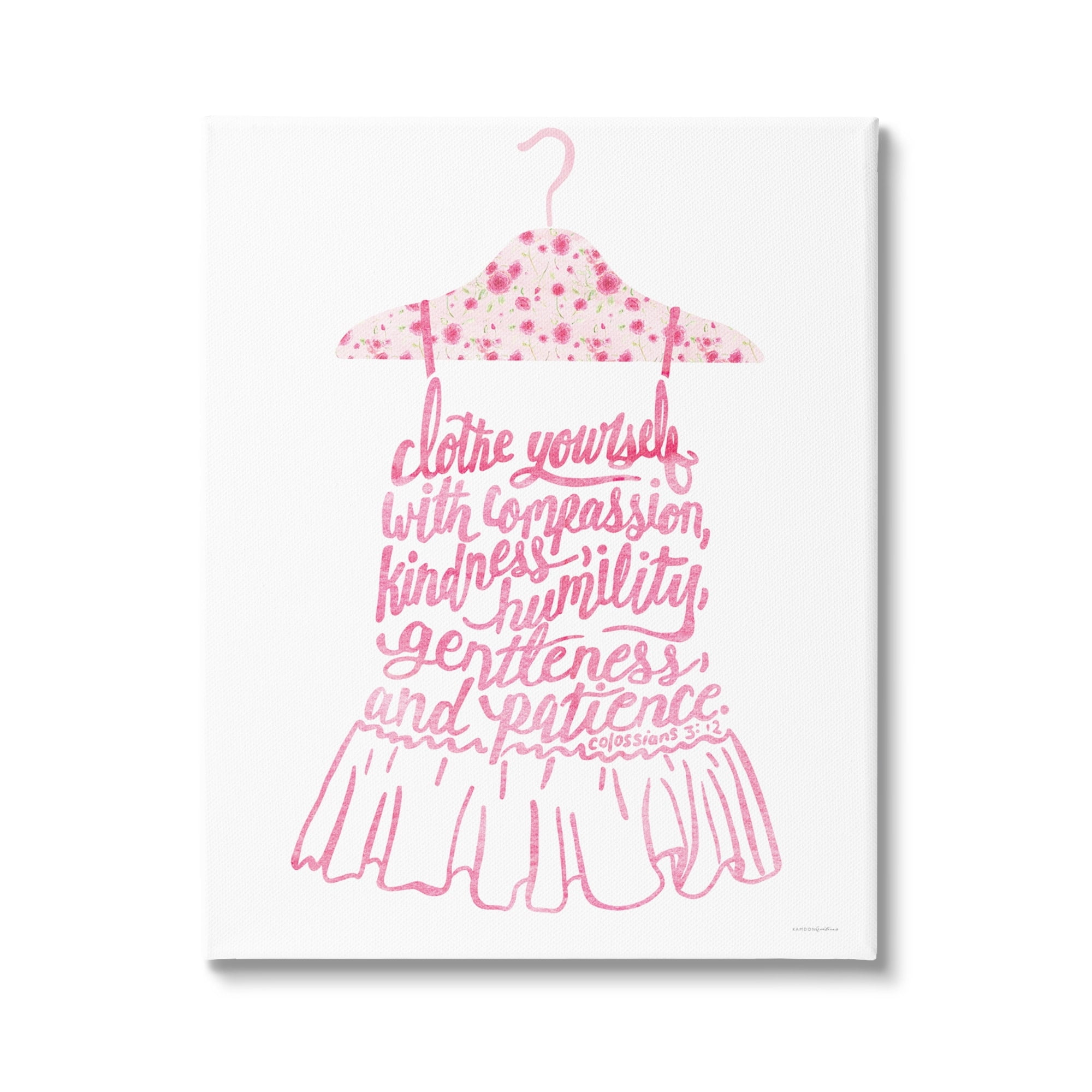 Stupell Industries Pink Stylish Uplifting Quote Religious Verse Calligraphy Graphic Art Gallery Wrapped Canvas Print Wall Art, Design by Kamdon Kreations
