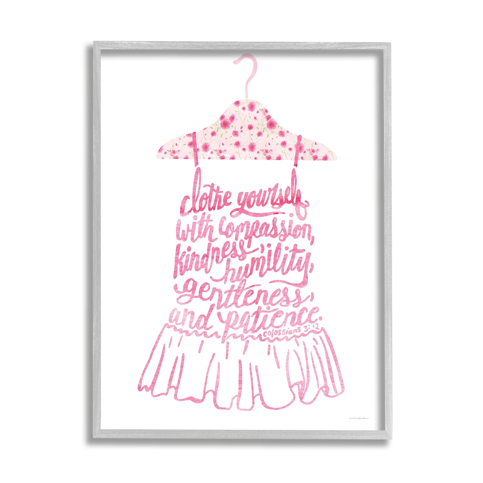 Stupell Industries Pink Stylish Uplifting Quote Religious Verse Calligraphy Graphic Art Gray Framed Art Print Wall Art, Design by Kamdon Kreations