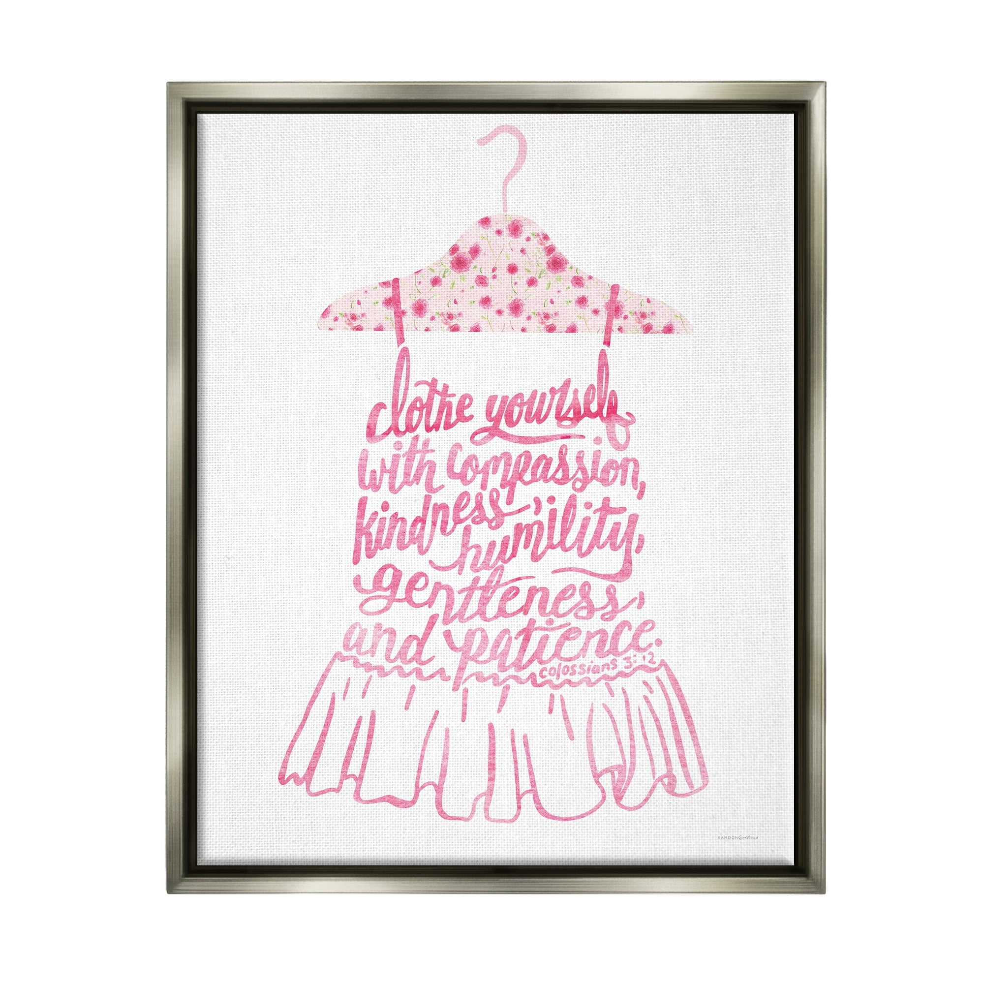 Stupell Industries Pink Stylish Uplifting Quote Religious Verse Calligraphy Graphic Art Luster Gray Floating Framed Canvas Print Wall Art, Design by Kamdon Kreations