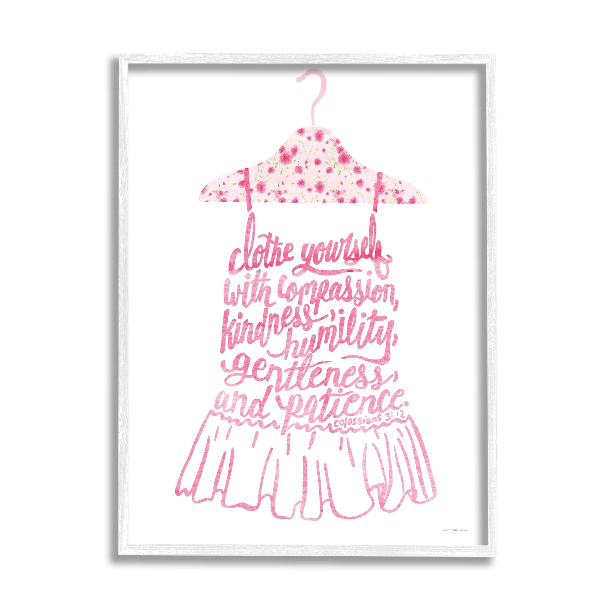 Stupell Industries Pink Stylish Uplifting Quote Religious Verse Calligraphy Graphic Art White Framed Art Print Wall Art, Design by Kamdon Kreations