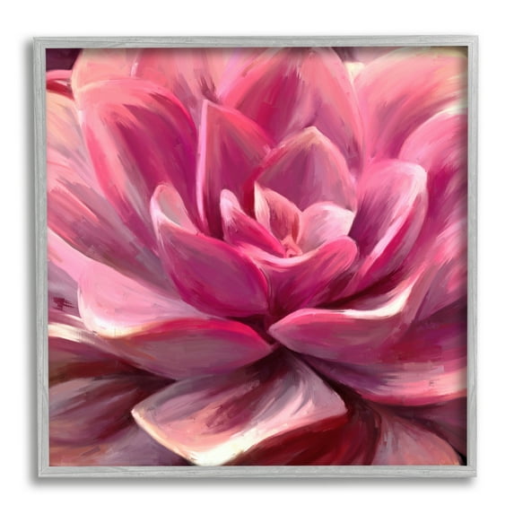 Stupell Industries Pink Succulent Leaves Botanical & Floral Painting Gray Framed Art Print Wall Art, 17 x 17