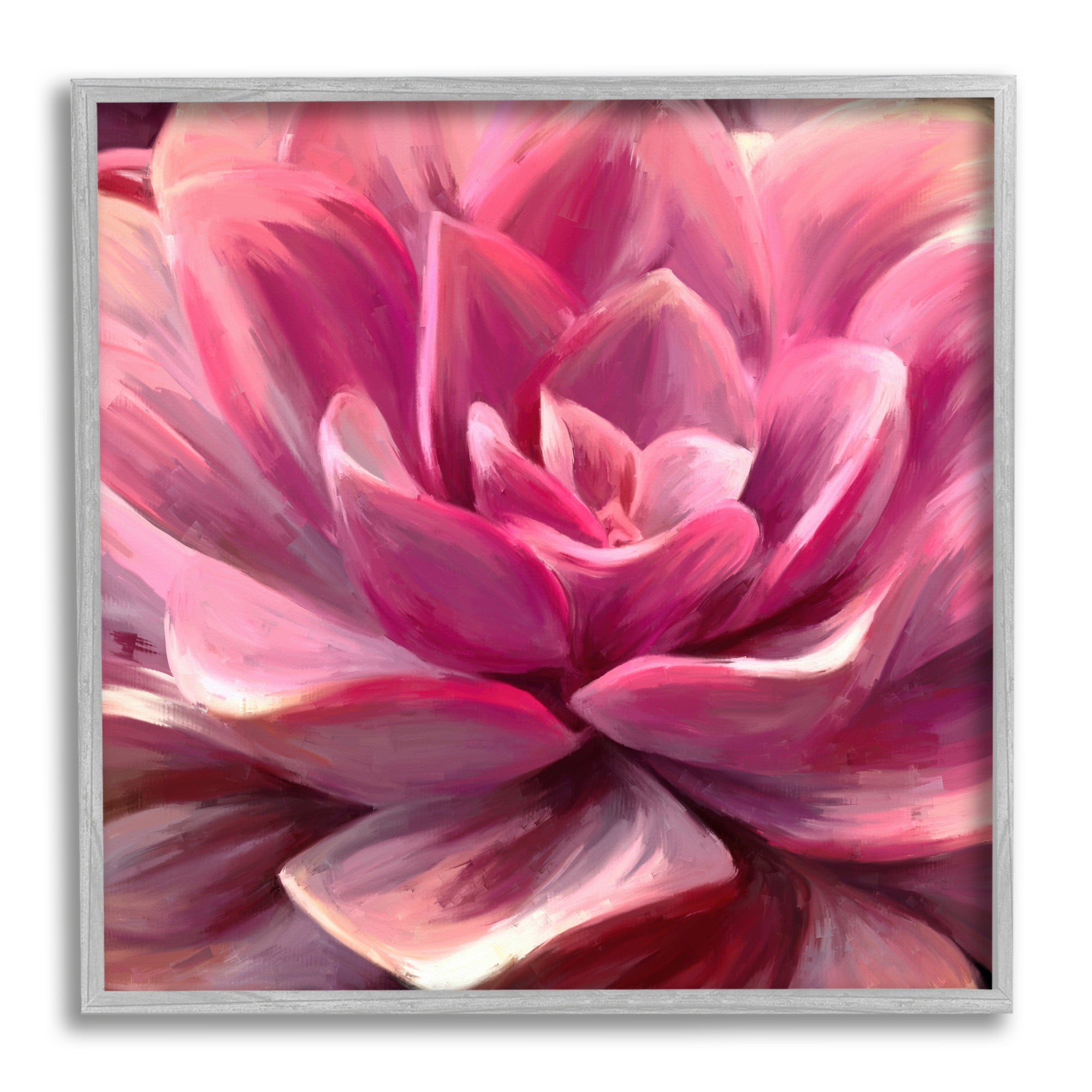 Stupell Industries Pink Succulent Leaves Botanical & Floral Painting Gray Framed Art Print Wall Art, 24 x 24