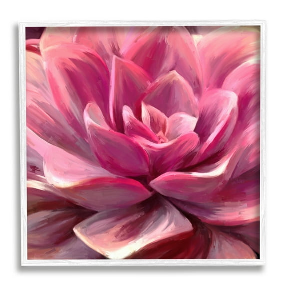 Stupell Industries Pink Succulent Leaves Botanical & Floral Painting White Framed Art Print Wall Art, 24 x 24