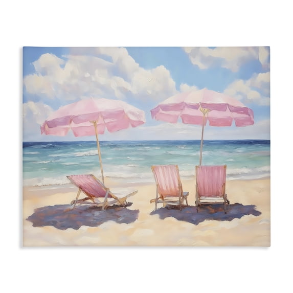 Stupell Industries Contemporary Pink Summer Chairs by the Sea Canvas Art, 20 x 16, by LSR Design Studio