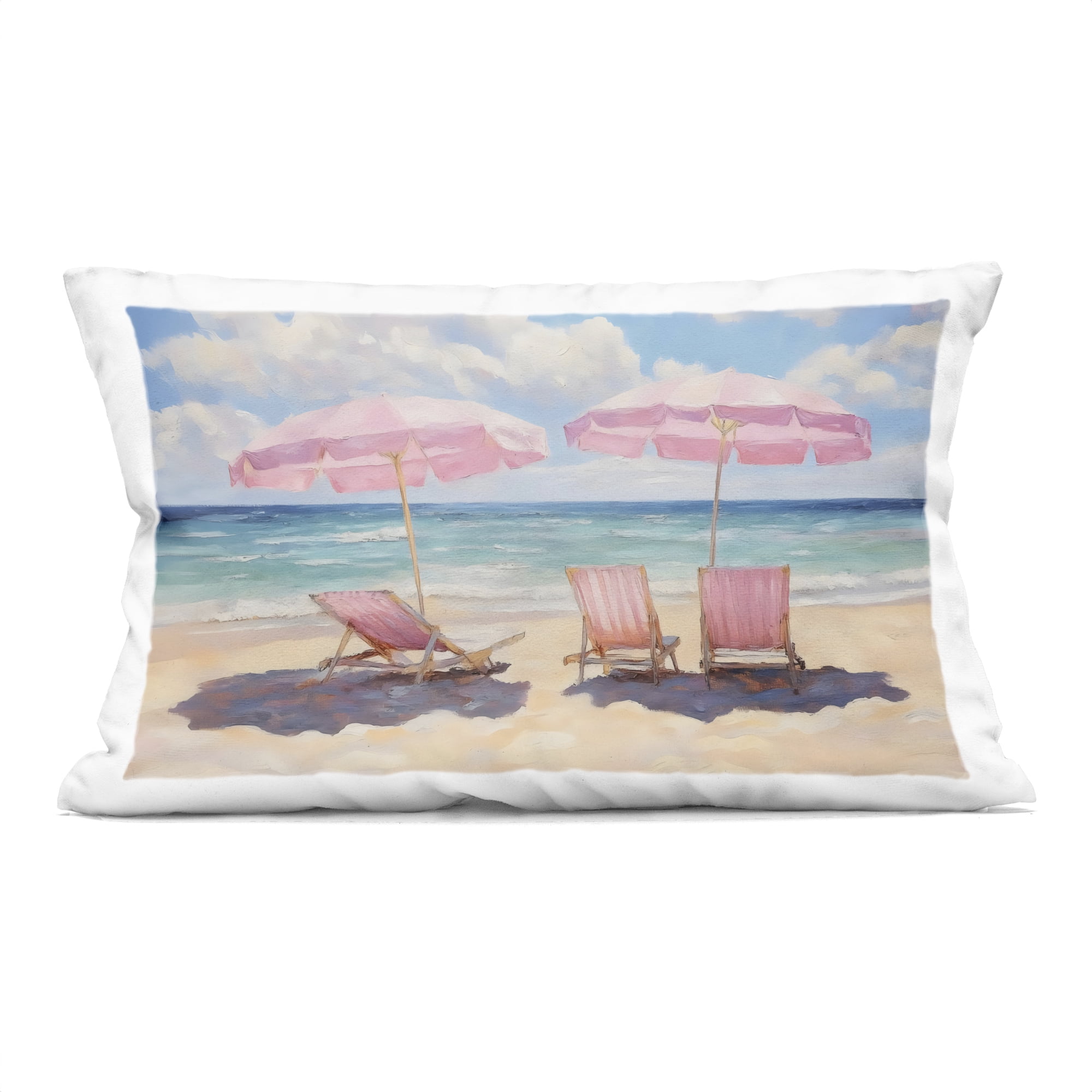 Stupell Industries Pink Summer Chairs by the Sea Decorative Printed Throw Pillow, design by LSR Design Studio, 14 x 7 x 20