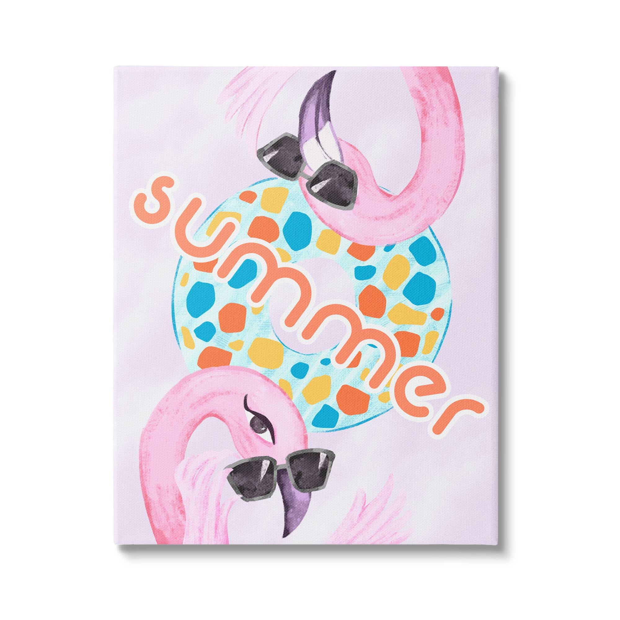 Stupell Industries Pink Summer Flamingos Pool Float Tropical Sunglasses Graphic Art Gallery Wrapped Canvas Print Wall Art, Design by Ziwei Li