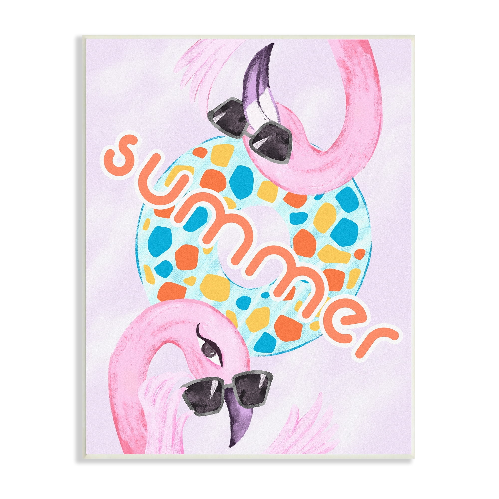 Stupell Industries Pink Summer Flamingos Pool Float Tropical Sunglasses Graphic Art Unframed Art Print Wall Art, Design by Ziwei Li