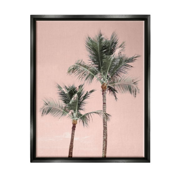 Stupell Industries Pink Summer Palm Trees Botanical & Floral Photography Black Floater Framed Art Print Wall Art, 17 x 21