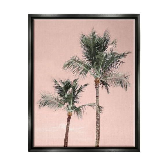 Stupell Industries Pink Summer Palm Trees Botanical & Floral Photography Black Floater Framed Art Print Wall Art, 17 x 21