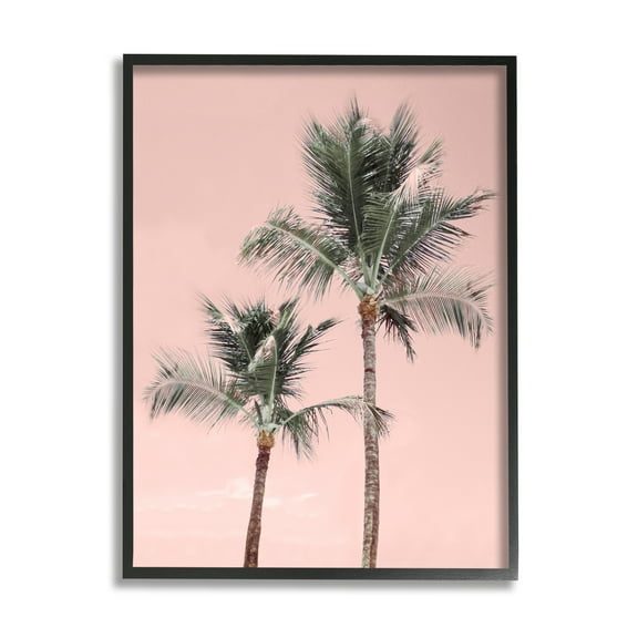 Stupell Industries Pink Summer Palm Trees Botanical & Floral Photography Black Framed Art Print Wall Art, 11 x 14