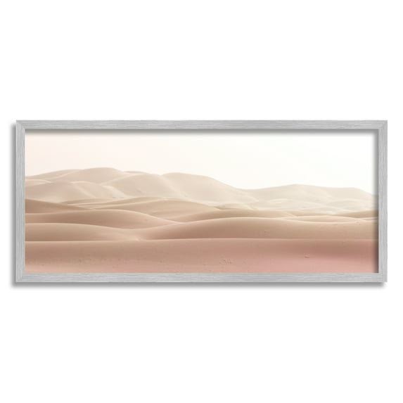 Stupell Industries Pink Sunburnt Sandy Dessert Distant Hills Landscape Photography Gray Framed Art Print Wall Art, 10x24, by Kim Allen