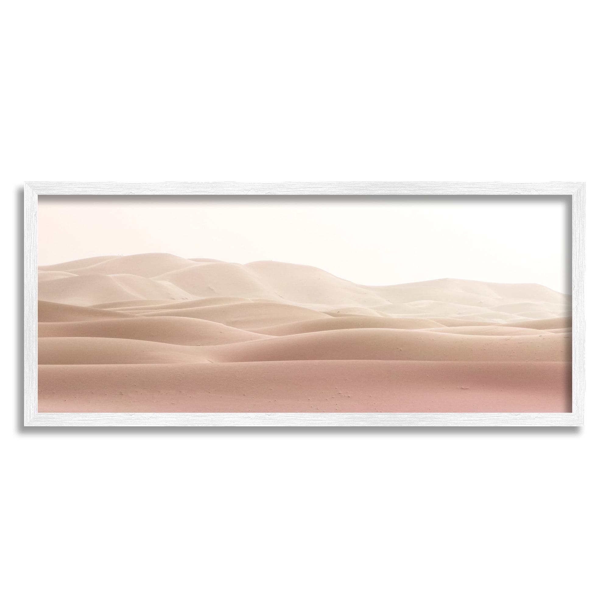 Stupell Industries Pink Sunburnt Sandy Dessert Distant Hills Landscape Photography White Framed Art Print Wall Art, 13x30, by Kim Allen